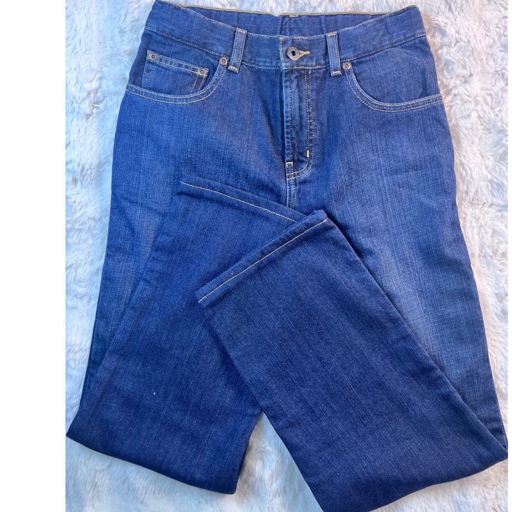LL Bean Boys Double L Jeans Dark Wash Flannel Lined Denim Size 14 A38